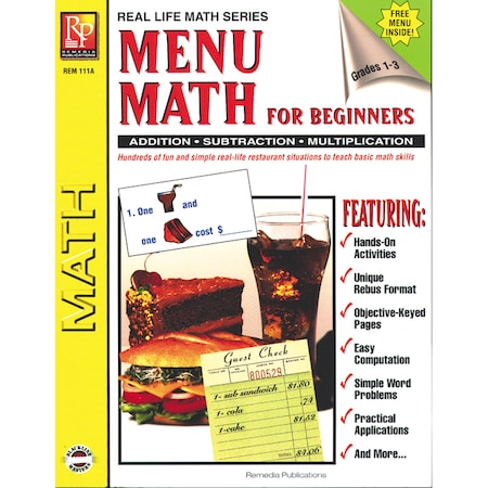 Remedia Publications Menu Math for Beginners Book, Grades 1-3 111A